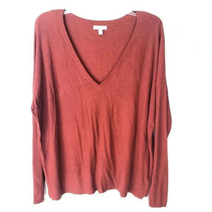 Abound Nordstrom Womens V Neck Red Sweater Size XL NWOT